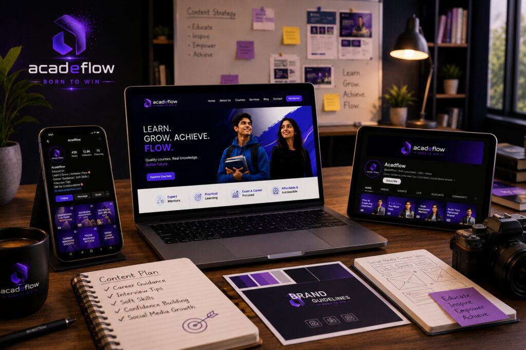 Digital marketing and website development project for Acadflow by Sheevanta.
