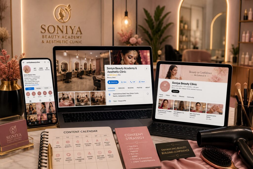 Social media marketing and Google Business Profile project for Soniya Beauty Clinic.